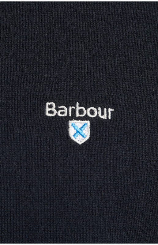 Barbour Essential Katoen Cashmere Polo Lange Mouw Navy