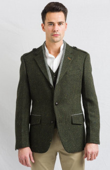 Celtic Tweed Pearse Green Herringbone Tweed Jacket