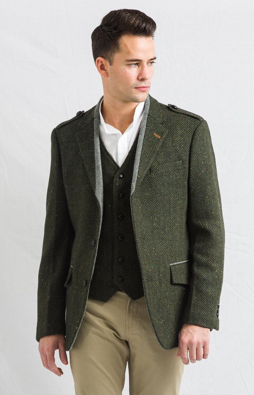 Celtic Tweed Pearse Green Herringbone Jacket